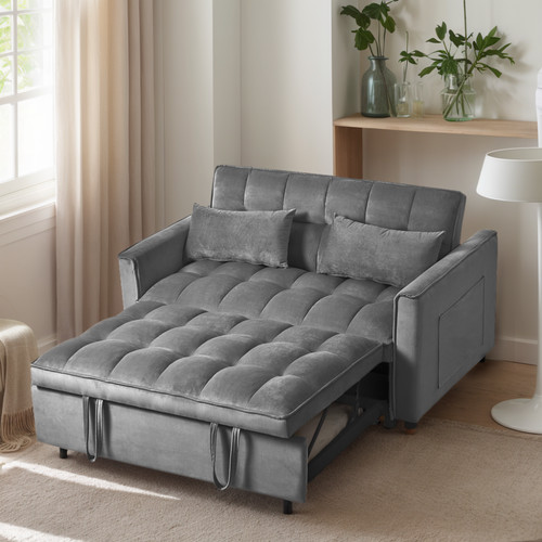 Modern futon sofa bed - sofa, gray